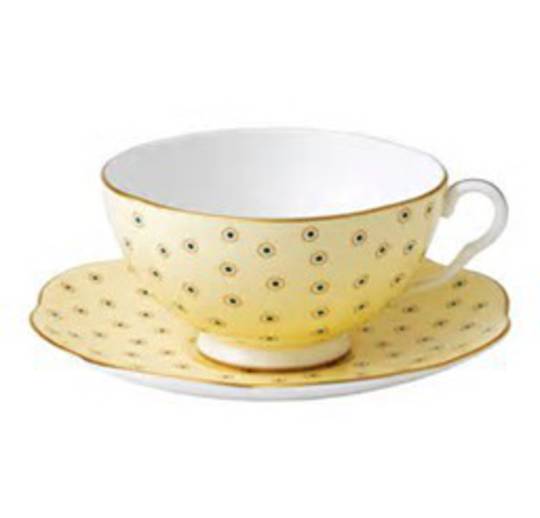 Wedgwood Polka Dot Cup and Saucer, Yellow